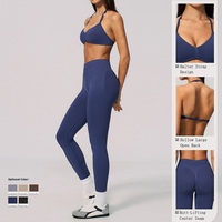 Ensemble de 7 pièces de tenue de yoga en Spandex sans couture, avec haut licou à col en V, effet froncé aux fesses et pantalon évasé, pour l'entraînement, la gym, le fitness et les activités sportives, personnalisable ODM OEM
