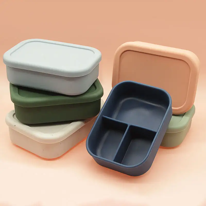 2023 Экологичные портативные силиконовые коробки для обедов Bento с отсеком для детей и взрослых