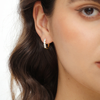 Boucle d'oreille créole en moissanite 2,0 ct couleur D plaquée or 14 carats, coupe ronde brillante, argent sterling S925, boucle d'oreille huggie pour femmes et hommes