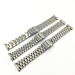 Livraison rapide 20mm 22mm argent brossé Jubilé solide en acier inoxydable extrémité incurvée <span class=keywords><strong>Bracelet</strong></span> en métal plaqué or avec fermoir papillon - Product Image 2