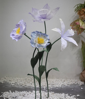Ensemble de fleurs artificielles géantes de luxe en organza et papier, coquelicots et pivoines, pour décoration de mariage et événements, présentation florale