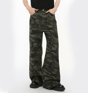 Pantalones de Camuflaje Rectos de Moda Retro para Hombre, Fabricantes Personalizados de Fábrica OEM, Pantalones Anchos Holgados Lavados Estilo <span class=keywords><strong>Baggy</strong></span> - Product Image 2