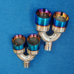 ปลายท่อไอเสียขนาด 4.5 นิ้ว รูปตัวยู ช่องระบายอากาศคู่ ตัดเฉียง สีฟ้าไหม้ ทำจากสแตนเลส สำหรับเพิ่มประสิทธิภาพ - Product Image 5