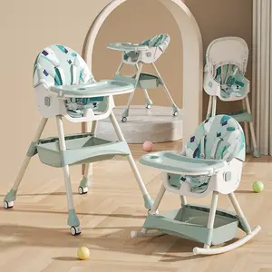 优质多功能儿童喂养晚餐高脚椅可折叠婴儿餐椅带轮子