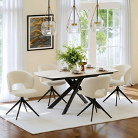 Table extensible de petite taille pour 6 personnes, design simple pour appartement, avec plateau en céramique brillant de 11 mm, mobilier de bureau à domicile