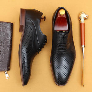 Sandalias de Vestir, Zapatos Casuales de Negocios con Perforaciones, Zapatos Oxford de Cuero con Punta Cuadrada, Transpirables y Antideslizantes para Hombre, Verano - Product Image 1