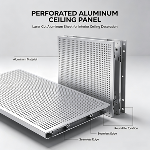 Panneau de plafond perforé en aluminium découpé au laser, revêtement décoratif de plafond suspendu pour grands espaces intérieurs - Product Image 5