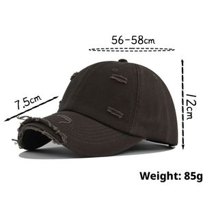 Casquette de baseball rétro style bec de canard avec trous déchirés, motif Argyle et lettres, 100% coton, réglable, pour couple, chapeau de soleil tendance toutes saisons - Product Image 5