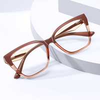 Lunettes de vue anti-lumière bleue géométriques carrées pour femmes MS 82344, monture moulée lisse, branches en métal tendance, haute qualité