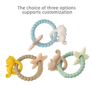 New Born Baby Products Bpa Free Animal Hand Pacifier Chewing Toy Soft Teether Rattle Soft Silicone Baby Teethers