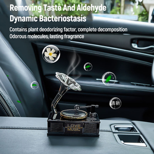 Rafraîchisseur d'air pour voiture avec parfum d'aromathérapie rétro Rafraîchisseur d'air pour tourne-disque solaire de voiture Huile essentielle - Product Image 3