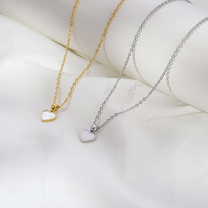 Collier tendance en chaîne française en acier inoxydable 304 plaqué or 18 carats, forme de cœur, fait à la main, élégant - Product Image 4