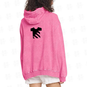 Custom High Quality Women's Loose Fit Cotton Polyester Blend Acid Wash Hoodie Thick Breathable Sports Distressed Hoodie - Product Image 4