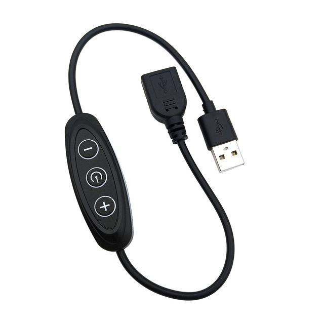 3 Key USB Dimmer Switch Male to Female Inline Cord with Brightness Control Button for 5V LED Strip Light Desk Grow Lamp Dimming
