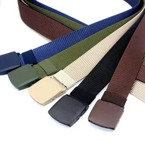 Boucle automatique à cliquet non métallique personnalisée ceinture boucle en plastique polyester nylon ceintures en tissu pour hommes