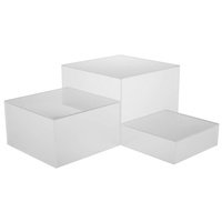 Fournisseur chinois en gros de présentoirs en acrylique blanc givré personnalisés, cubes empilables, fonds creux, impression sérigraphique personnalisée