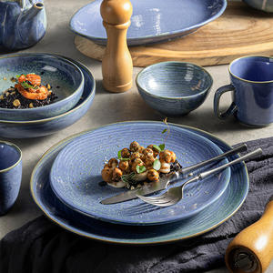 تصميم جديد غسالة أطباق زرقاء عالية الجودة خزف لامع & طقم أطباق لتناول الطعام العصري واستخدام الفندق - Product Image 6