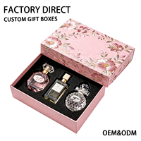 Boîte rigide personnalisée avec couvercle et base roses, thème floral, insert en éponge, impression de logo en couleur, emballage de luxe pour coffret de parfum, fabrication en usine