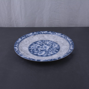 Assiettes en mélamine, assiettes rondes en mélamine, assiettes plates de 9 pouces <span class=keywords><strong>et</strong></span> 10 pouces, motif <span class=keywords><strong>bleu</strong></span> <span class=keywords><strong>et</strong></span> blanc, assiettes à fruits - Product Image 3