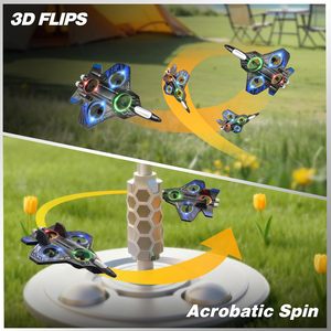 Avion de chasse RC en mousse avec lumière, décollage à une touche, mode sans tête, pour enfants de 8 à 13 ans, prêt à voler en intérieur et en extérieur - Product Image 6