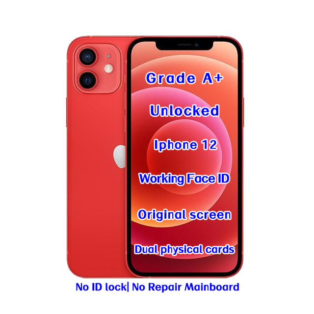 Wholesale Used Unlocked for 12 64GB Red Original Smartphone 5G Face ID Factory Price Supplier Bulk Stock 6 Months Warranty