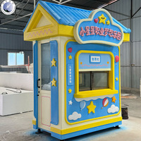 Sculpture géante en fibre de verre de kiosque de dessin animé, cabine de billetterie personnalisée pour parc d'attractions pour enfants, statue de maison en résine pour la décoration de terrain de jeux pour enfants
