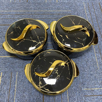 Ensemble de 3 casseroles isothermes empilables de 1,5 L, 2 L et 2,5 L avec col large doré, bol de service thermique pour le Ramadan musulman, l'iftar, les banquets africains