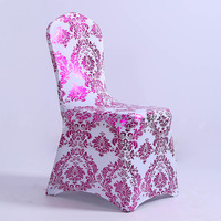 Housse de chaise moderne de luxe à motif floral, couleur unie, en Spandex/Polyester, durable, lavable, design mi-dossier, pour mariage