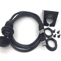 Coche de montaje al ras 2 USB 3,0 macho a hembra Puerto usb dual impermeable de extensión Dash Panel Mount Cable