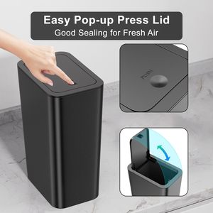 3 Gói 10L/2.6 Gal Phòng Tắm Thùng Rác Có Thể Với Nắp Phòng Tắm Thùng Rác Bin Với Báo Chí Nắp Thùng Rác Nhỏ Canslim Thùng Rác/Chất Thải Giỏ - Product Image 5