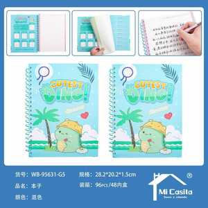 Dinosaur Notebook A4 5mm Grid 100 Pages Spiral Binding Cute Dino Design For Kids School Use - Product Image 3