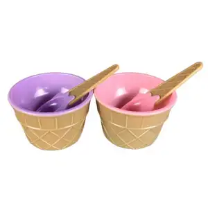 Il partito domestico ha usato le tazze di gelato colorate della melamina dei bambini dei bambini di plastica con il cucchiaio