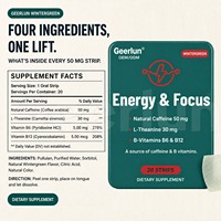 OEM ODM L-Théanine Vitamines B6 B12 Dissolvables en Film Oral Saveur Wintergreen Énergie & Concentration Bandes de Caféine Supplément Vente en Gros