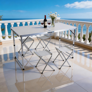Foldable <b>Table</b> Chairs,120cm Portable Camping <b>Table</b> With Chairs, 1.2m Lightweight <b>Folding</b> Picnic <b>Table</b> for Party Event Camp - Product Image 1