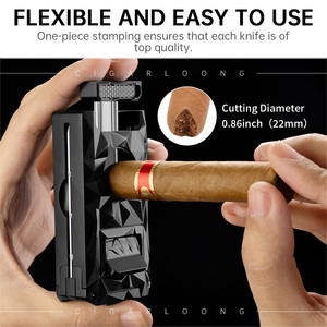 CIGARLOONG Diamante Aparência Metal Tocha Inflável Windproof 5-in-1 V Cut Punch Multi-função Charuto Isqueiro com Caixa de Presente - Product Image 3