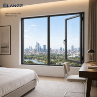 Fenêtre à battant moderne LANGE à cadre fin, personnalisable OEM/ODM, fenêtre à battant en aluminium fin sur mesure pour maison et chambre