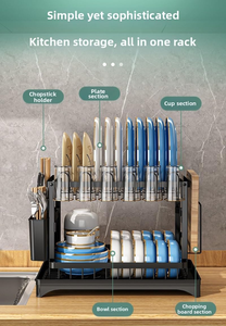 Kitchen Countertop Metal 2 Tier Cutlery Rack Hot Selling Tableware <b>Dish</b> Drainer Dryer Wholesale Plate <b>Dish</b> Rack With Tray - Product Image 4