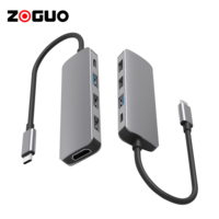 Hub USB-C multifonction 5 en 1 avec coque en aluminium, USB 3.0/2.0/HDMI, prise en charge PD 100W, vitesse de transmission 4K30Hz 5 Gbps, emballé
