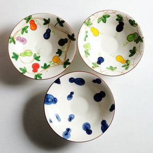 ชามเซรามิกทำมือลายมะระเคลือบเงา สไตล์โอเรียนทอล สำหรับใช้ในบ้าน - Product Image 1