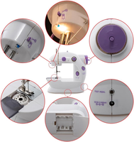 Máquina de Coser Eléctrica Portátil Doméstica, Mini Máquina de Coser de Piel, Kit de Costura Overlock, Hilo para Coser Ropa