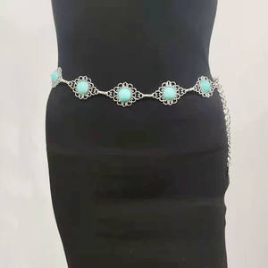 Gonna da donna Vintage catena per il corpo catena per pancia catena per pancia pietra turchese decorare cintura a catena per il corpo placcata in oro per donna ragazza - Product Image 2