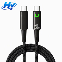 Câbles de données à charge rapide 240W avec double connecteur USB Type-C en alliage d'aluminium, arrêt intelligent, pour accessoires de téléphones iPhone et Android