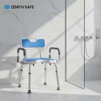 Sièges de douche réglables en hauteur en alliage d'aluminium 1207A-1 avec double revêtement pour personnes âgées - Chaise de douche pour salle de bain