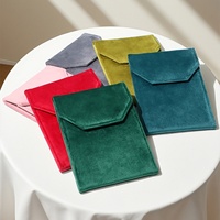 Pochettes enveloppe grandes en velours avec rabat, pour bijoux, bouton-pression fantaisie, velours doux, luxe, écologiques, légères, taille personnalisable