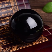 Sphère d'obsidienne noire naturelle à succès, boules de cristal Feng Shui, énergie de guérison, sphère d'obsidienne noire pour décoration, cadeau