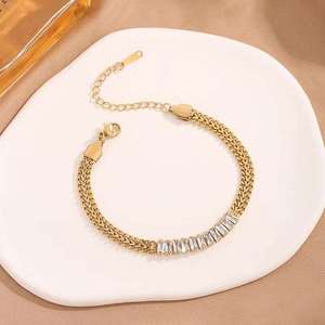 Elegante Pulsera de Diamantes Cultivados en Laboratorio para Mujer, Corte Brillante Redondo, Oro Fino, Oro Rosa, Oro Blanco, Plata, Regalo de Joyería - Product Image 2