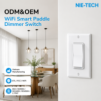 Interrupteur intelligent Wi-Fi pour éclairage, variateur de lumière, domotique, gradation LED, compatible Google Home, Home Assistant, Smart Life, certifié FCC ETL