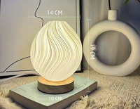 Romantique 3D impression fleur bourgeon lampe de bureau Base en bois massif LED avec télécommande Art atmosphère lampe chambre Bar décor veilleuse