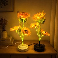 Lampe de table à fleurs artificielles, lampe de nuit LED en forme de tournesol, cadeau pour femmes, décoration de salon, décoration de bureau