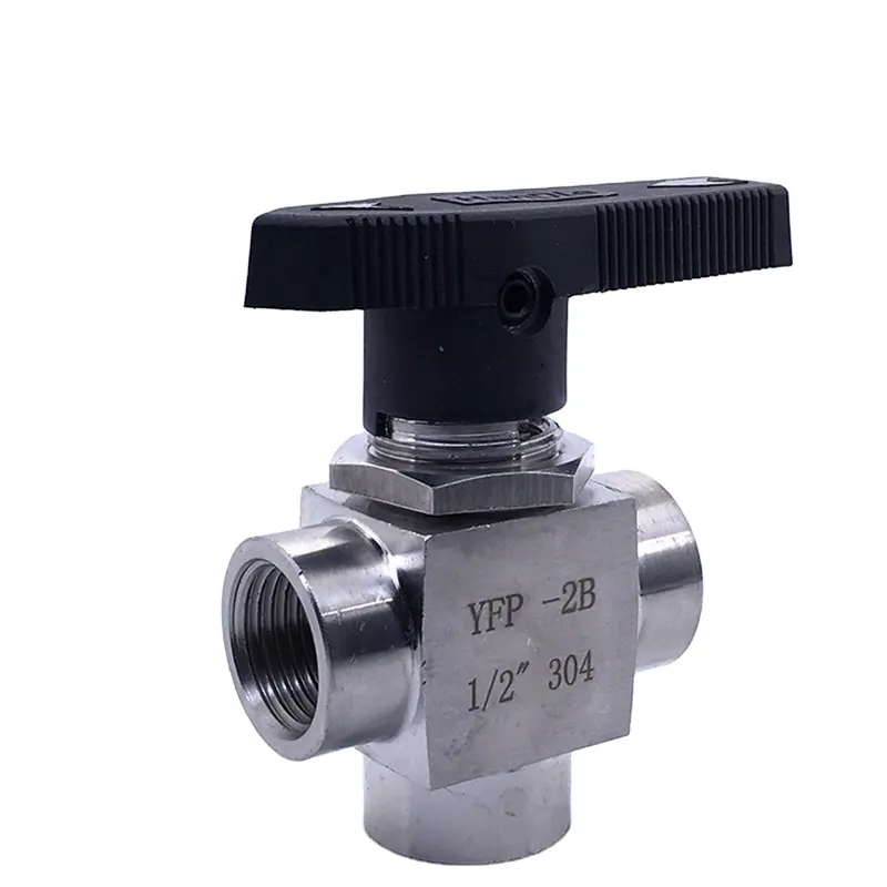 YFP-2B stainless steel flow control pneumatic 3-way check ball valve